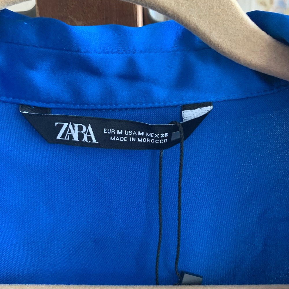 Zara Royal Blue Satin Wrap Mini Dress - Picture 6 of 16